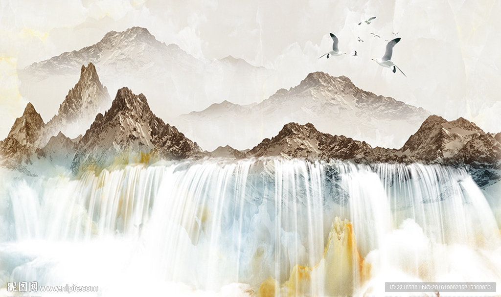 大理石纹风景背景墙