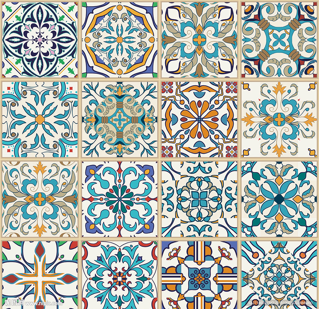 地砖花纹无缝印花图案