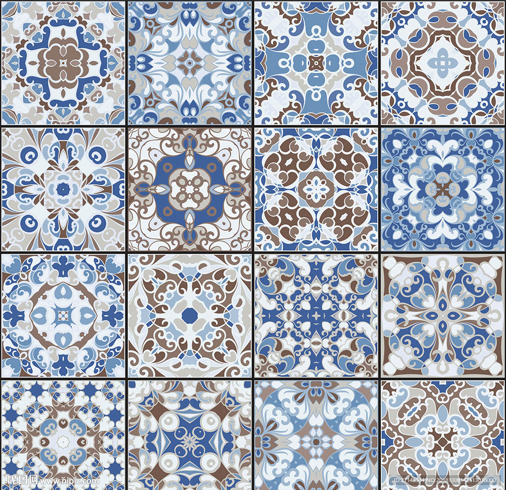 花砖无缝印花图案