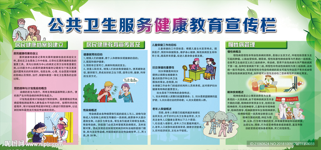 公共卫生服务健康教育宣传栏