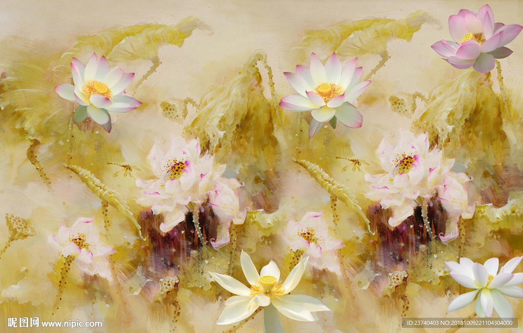 抽象荷花背景墙