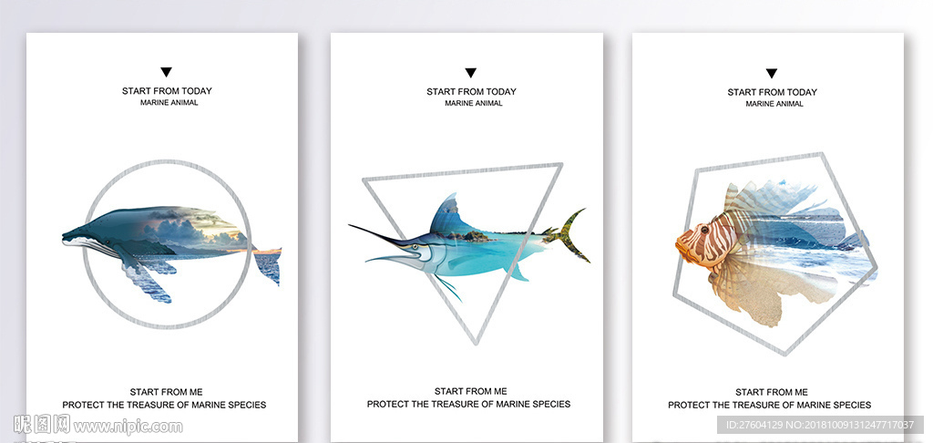 抽象剪影鱼装饰画