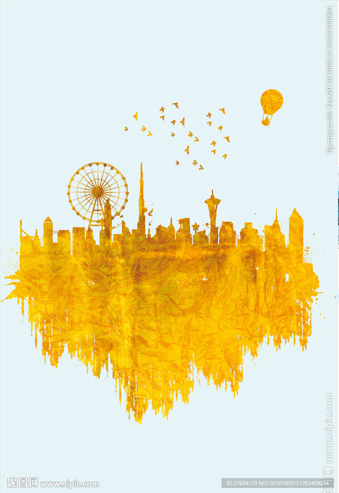 金箔城市装饰画