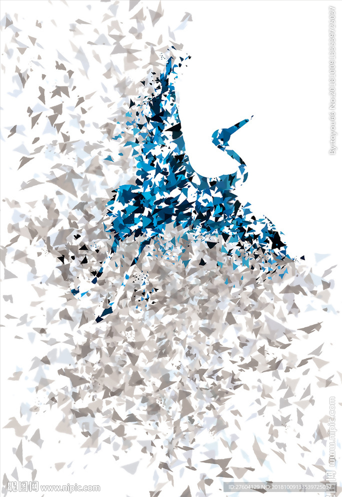 现代抽象碎片仙鹤装饰画