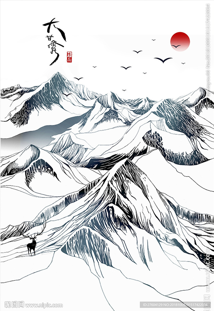 中国风水墨山水意境装饰画