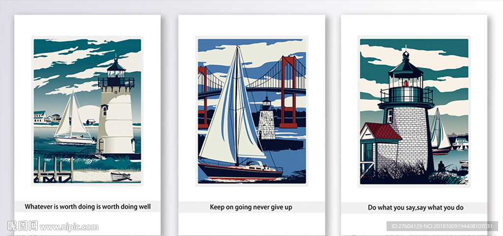 唯美帆船风景装饰画