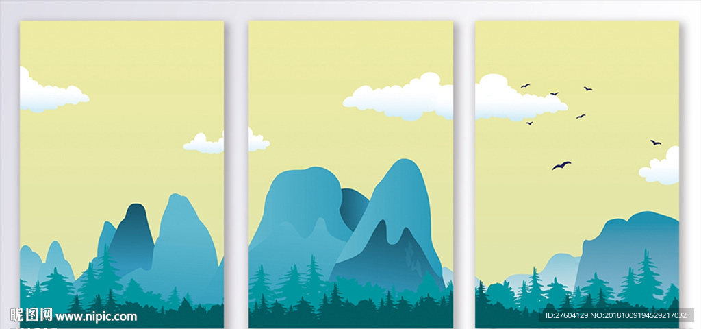 简约山川风景客厅装饰画