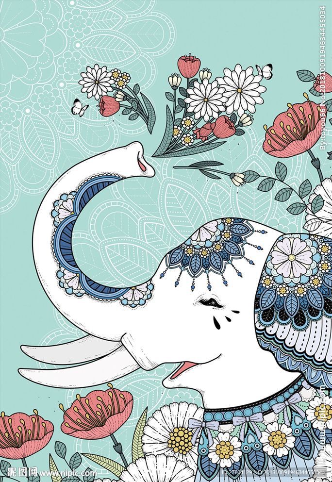 简约复古民族风大象装饰画