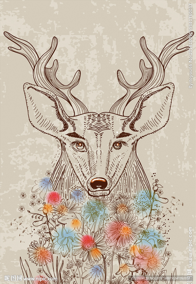 简约复古动物麋鹿装饰画