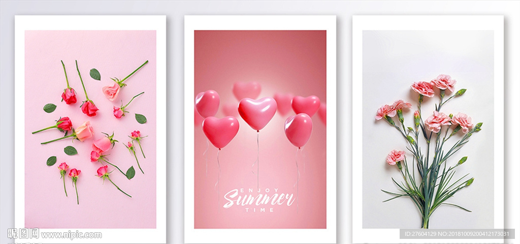 粉色时尚植物鲜花装饰画