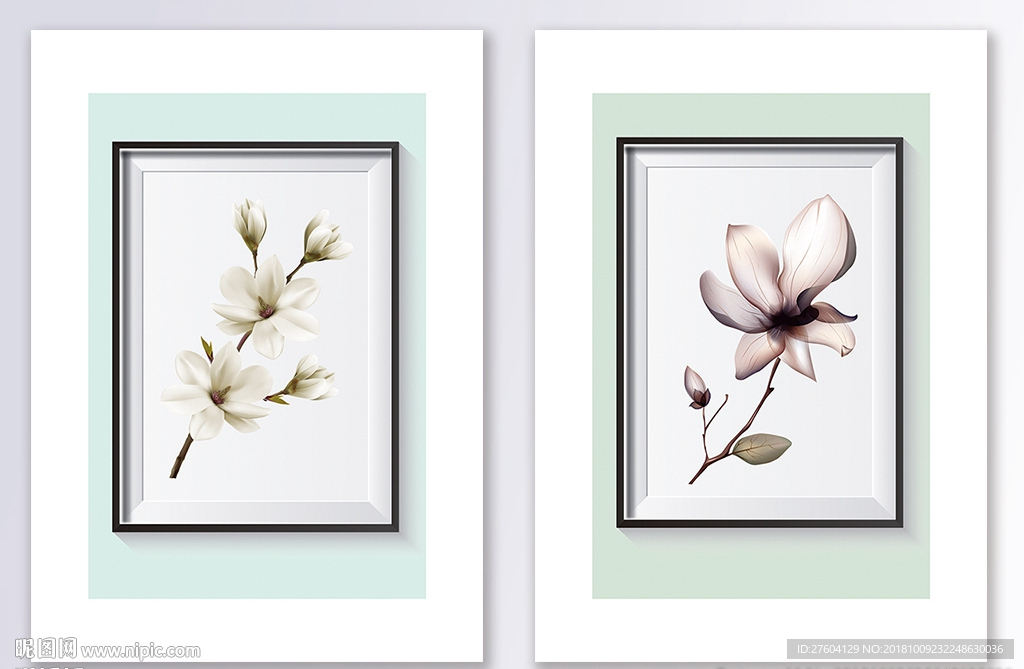 简洁大气花卉植物装饰画