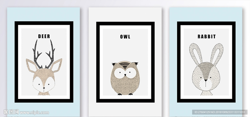 简约动物图案清新文艺装饰画