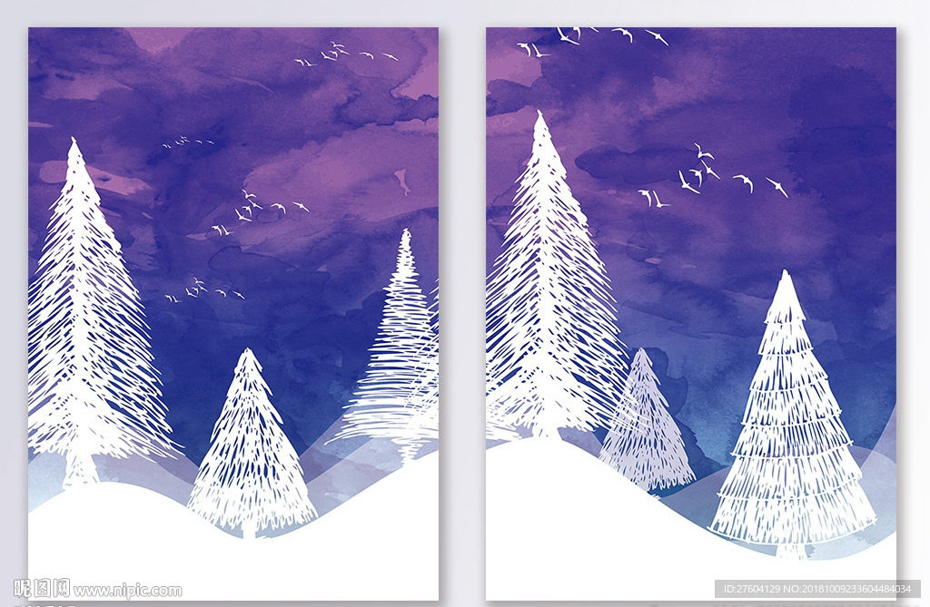 简约梦幻自然树林装饰画