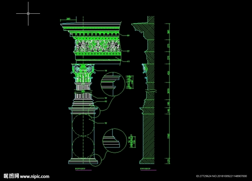 罗马柱CAD