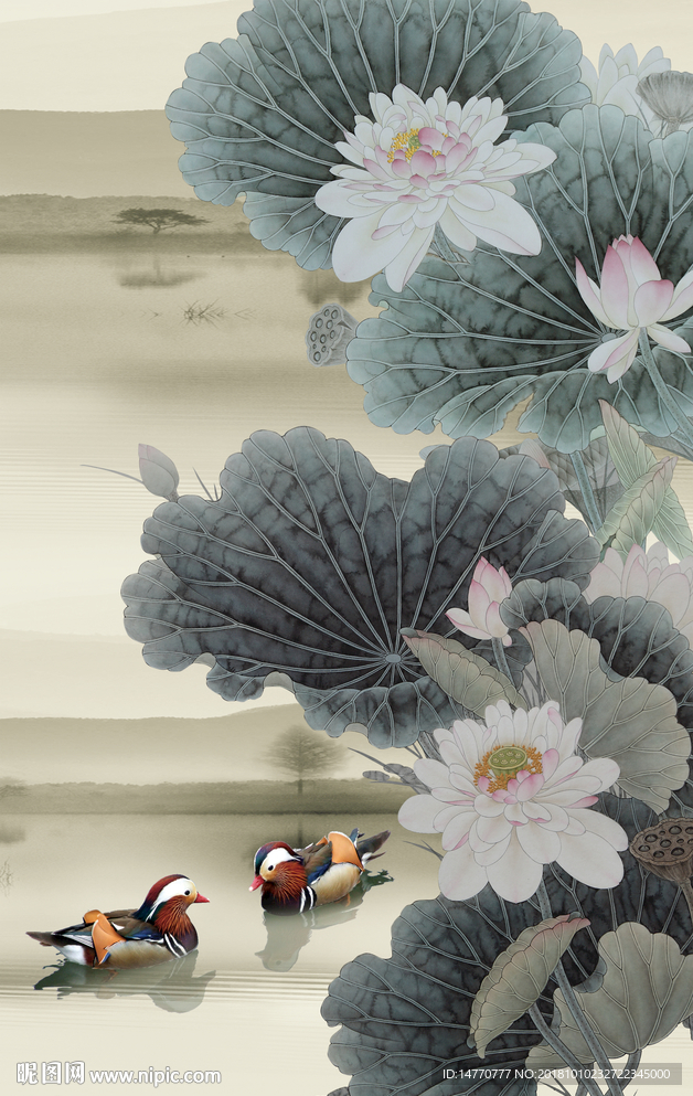 国画荷花