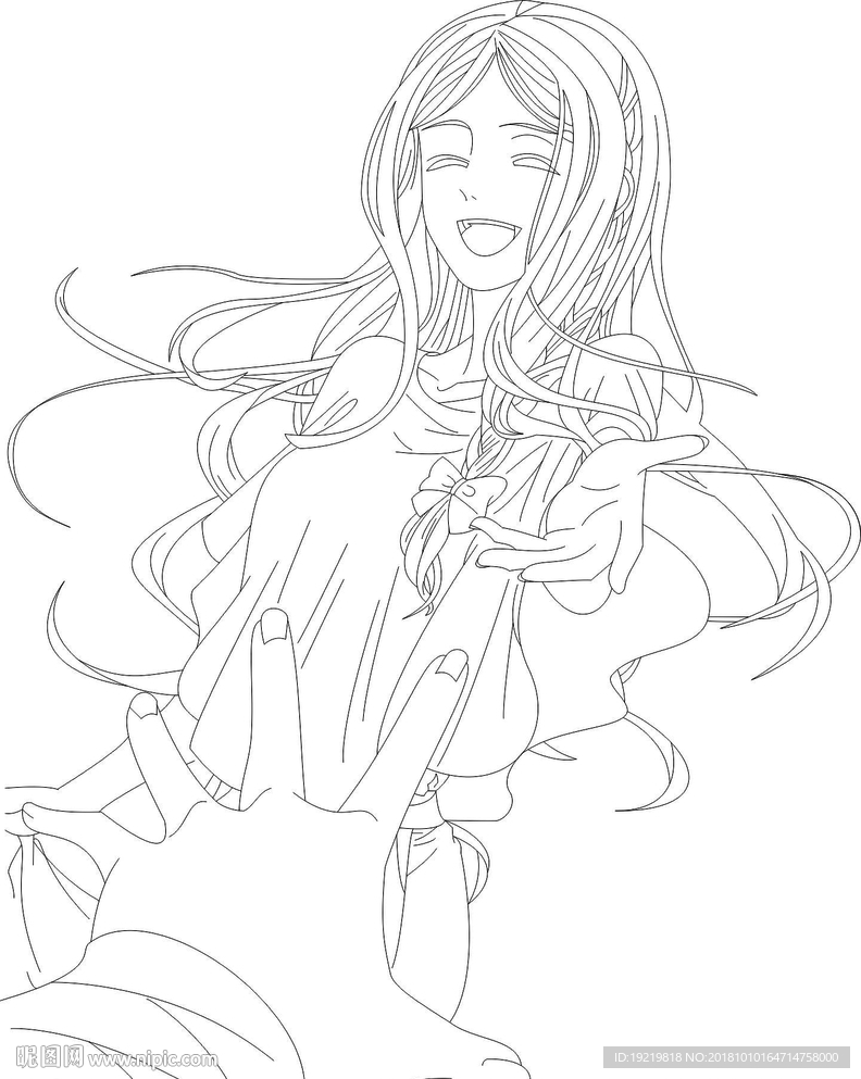 卡通动漫素描画