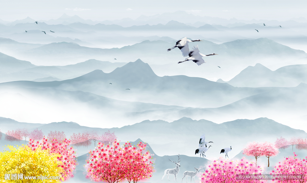 现代简约新中式背景墙