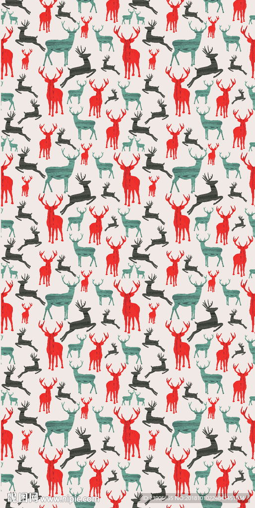 矢量彩色鹿剪影图案设计壁纸墙纸
