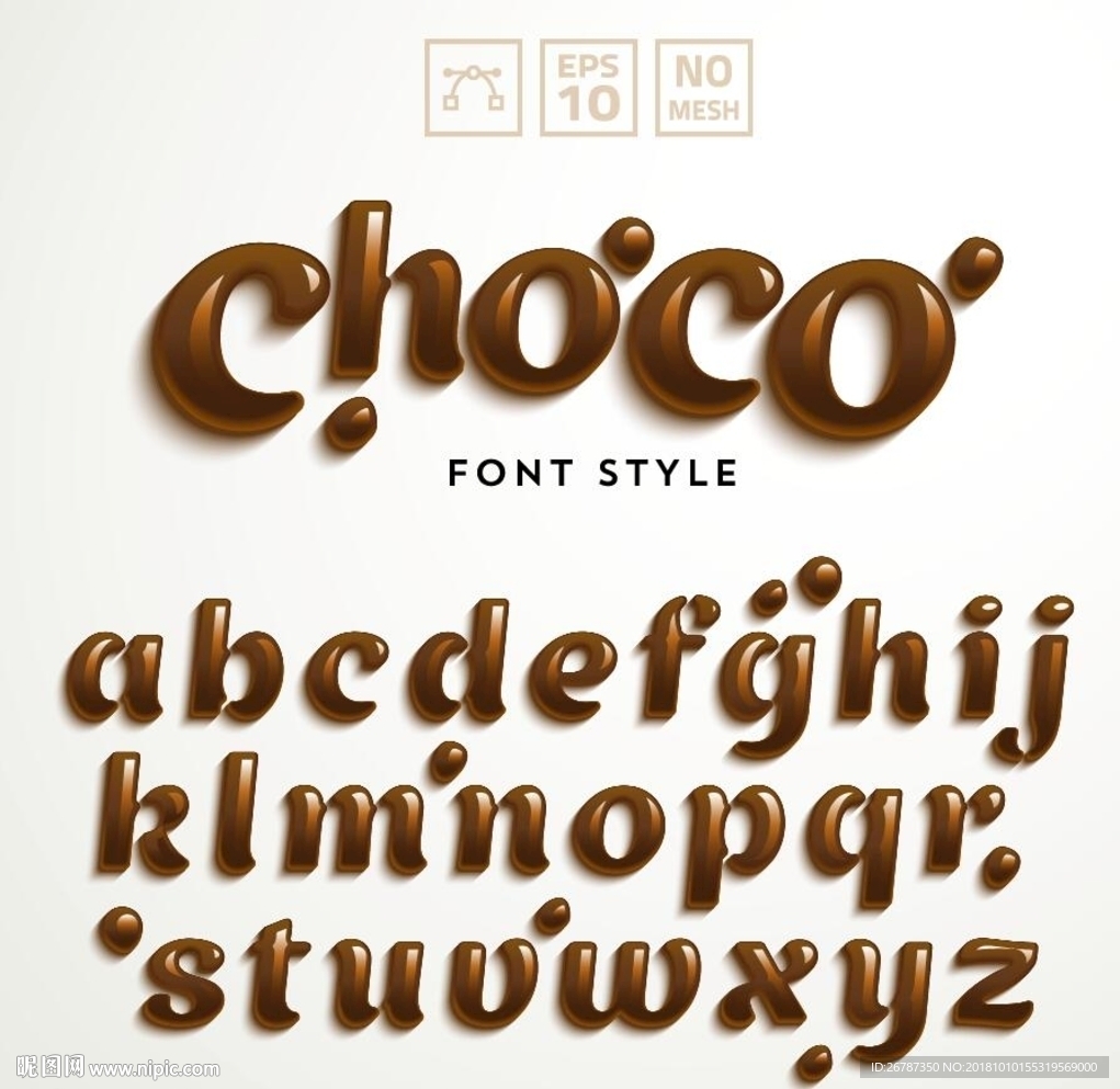 矢量巧克力英文字体设计