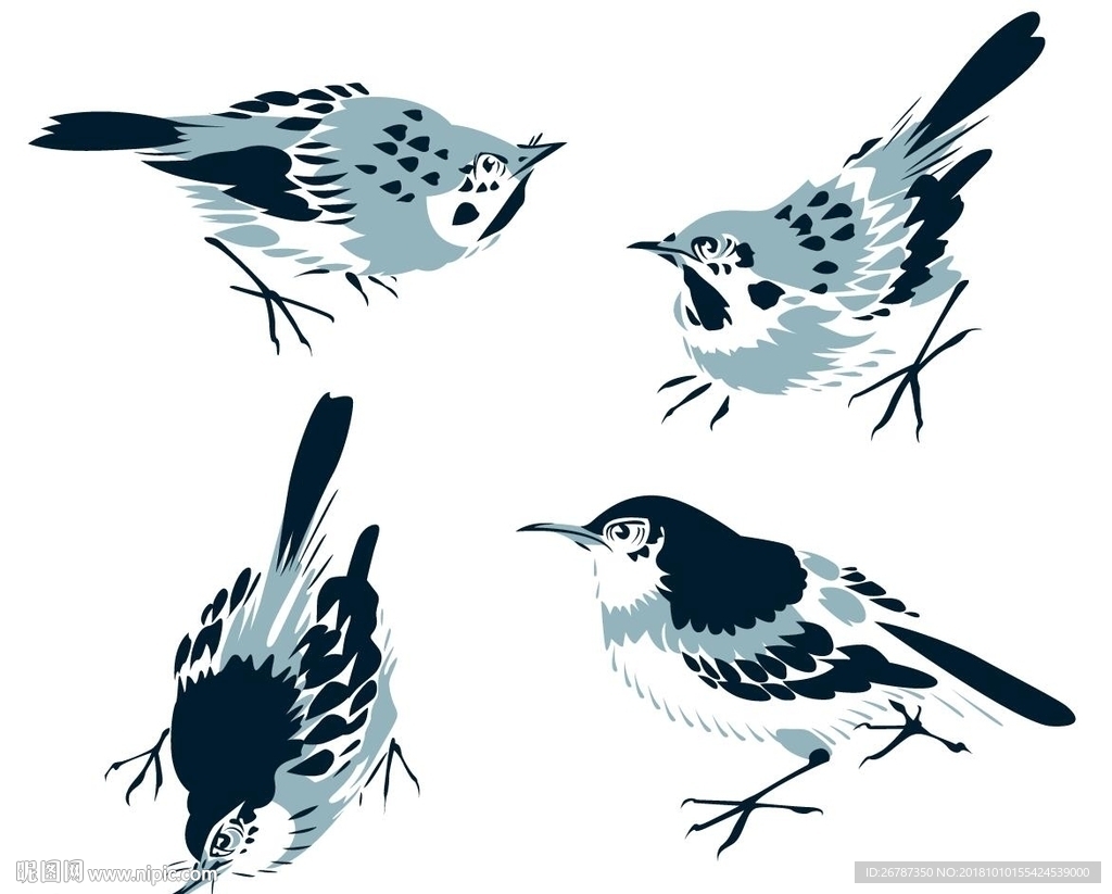 矢量中国传统鸟类绘画