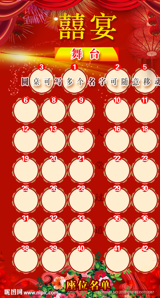 喜宴 金宴 酒席 座位名单