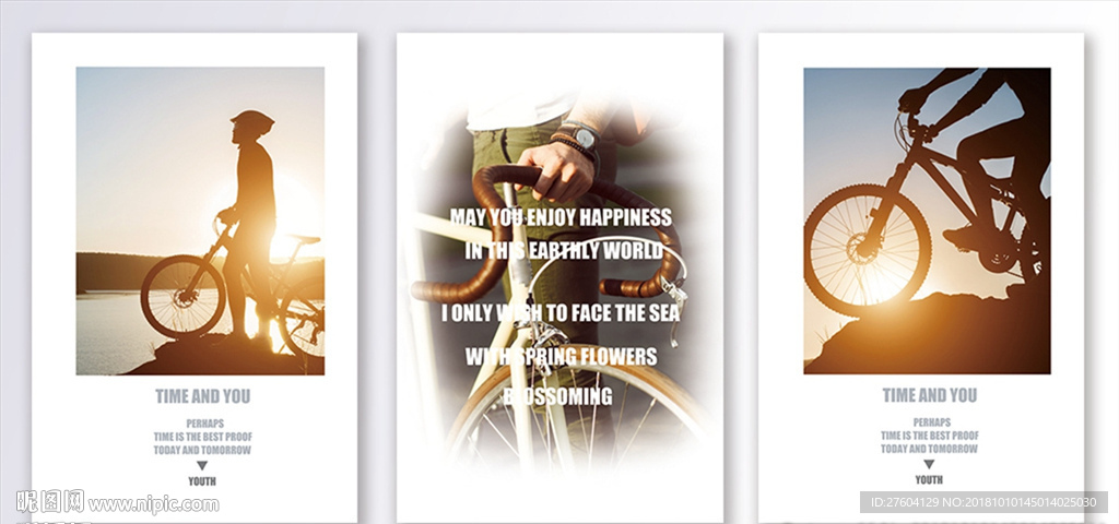 简约文艺骑行图案装饰画