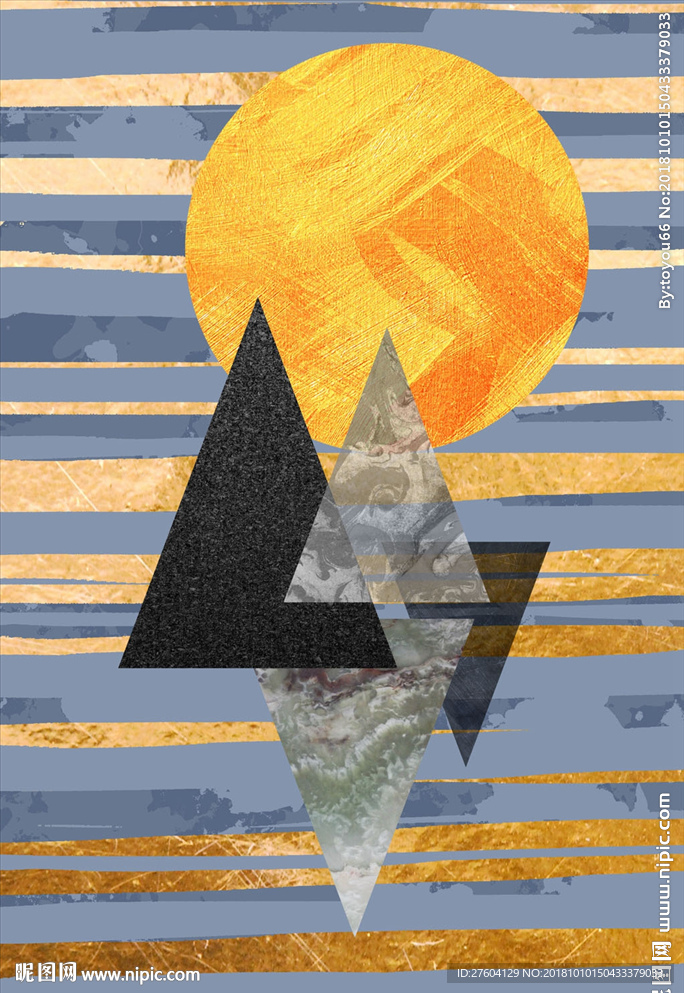 现代金色几何装饰画