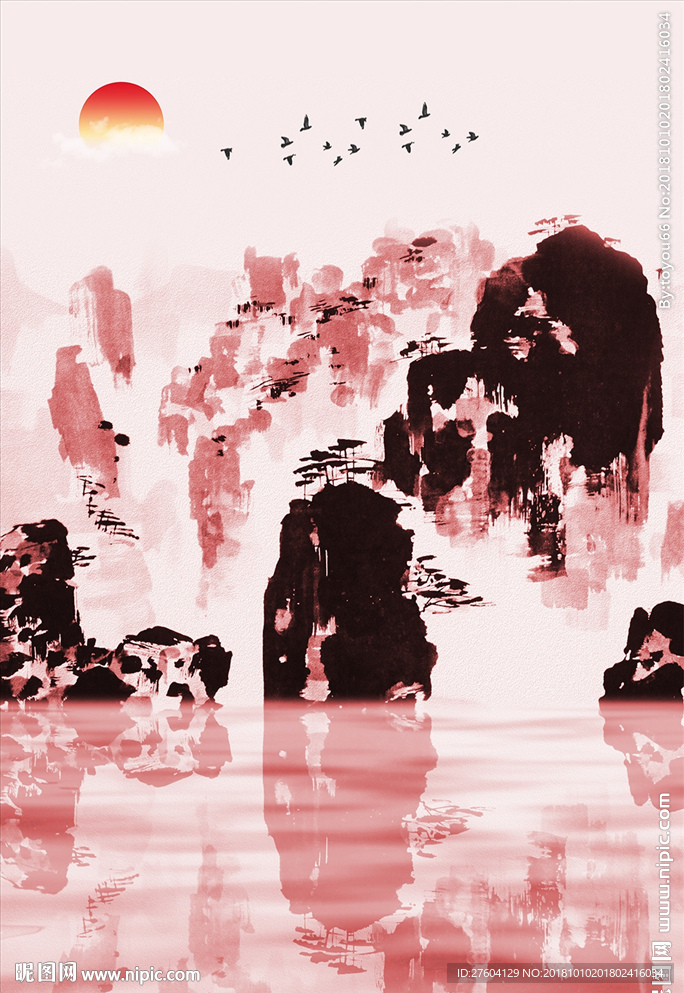 中式水墨意境山水装饰画