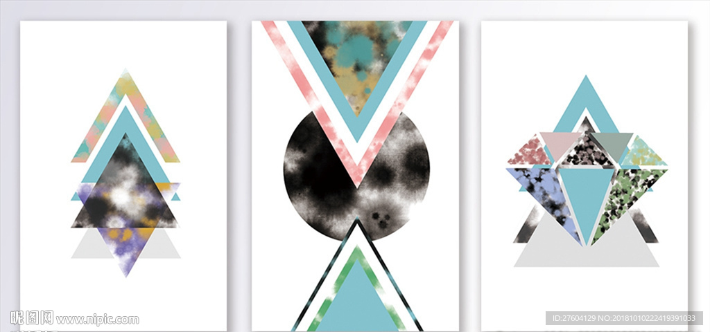 抽象水墨几何图案装饰画