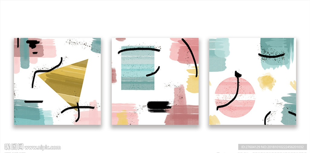 抽象水墨淡彩图案装饰画