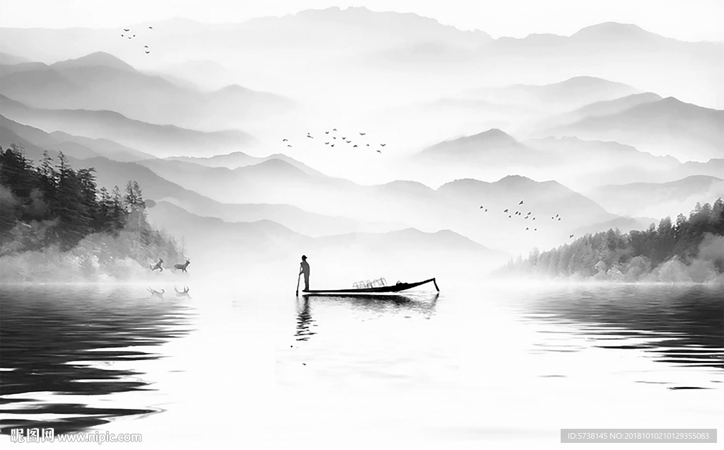 创意新中式玄关屏风背景底纹素材