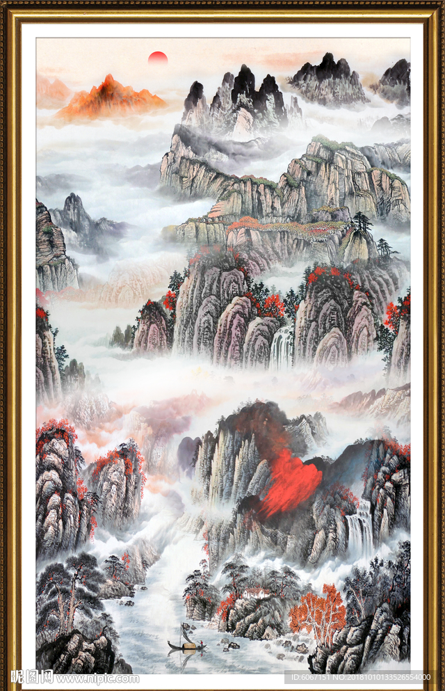 竖幅山水画