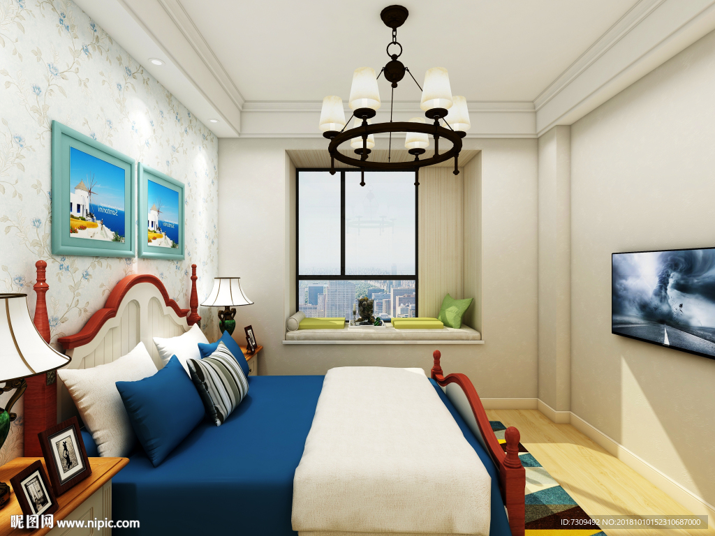 地中海风格卧室装修效果图