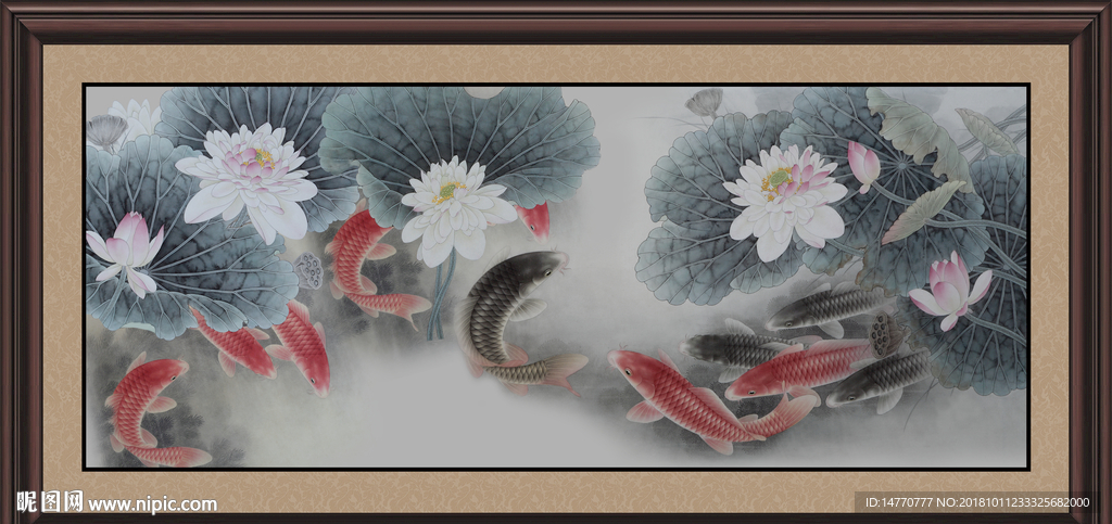 荷花鲤鱼图
