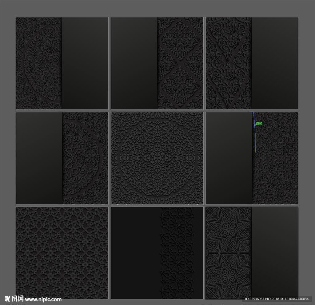 黑色立体装饰花纹