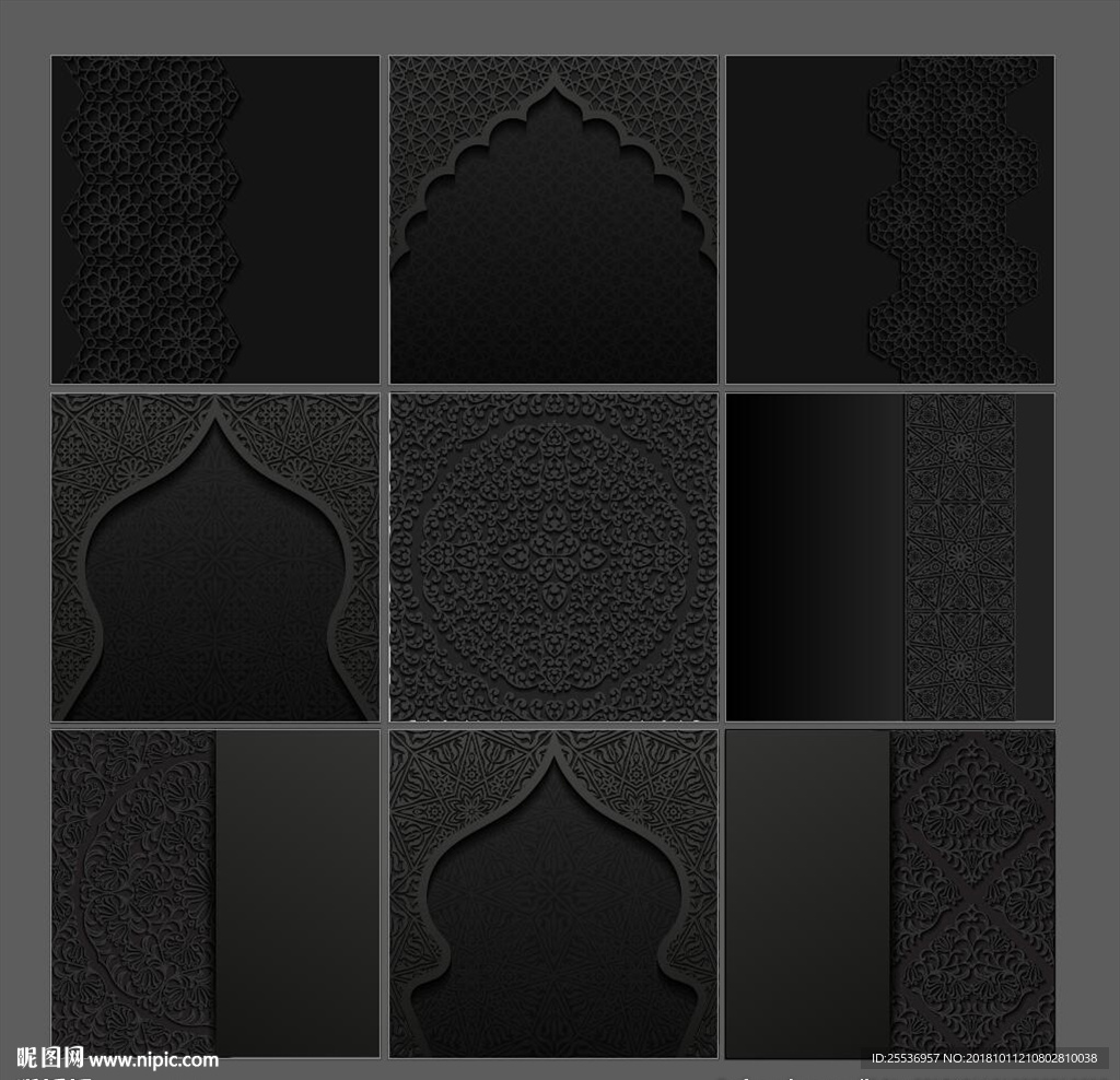 黑色立体装饰花纹