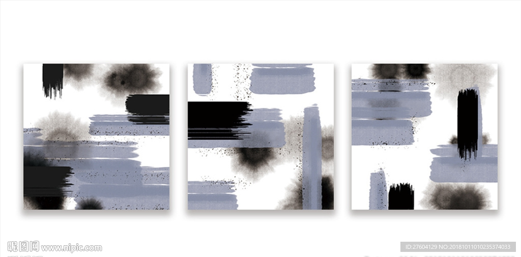 抽象水墨淡彩图案装饰画