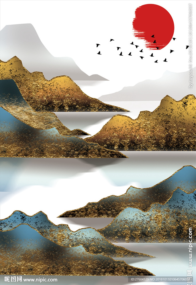 中国风山水风景图案装饰画