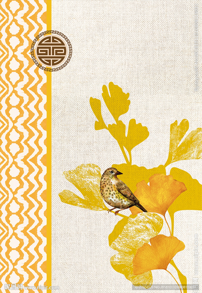 中国风银杏叶装饰画