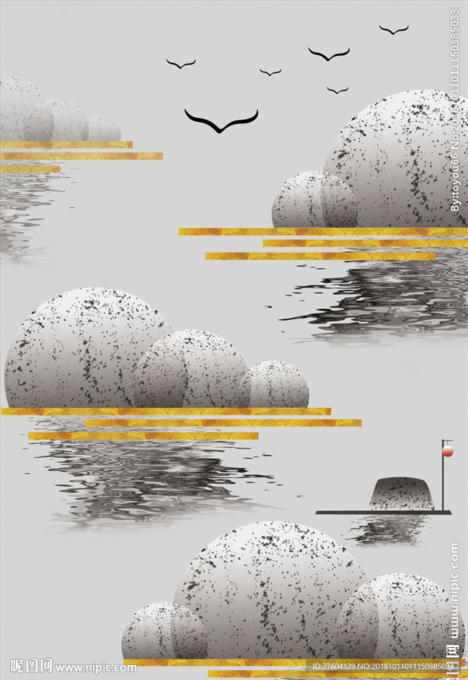 简约抽象中国风水墨装饰画