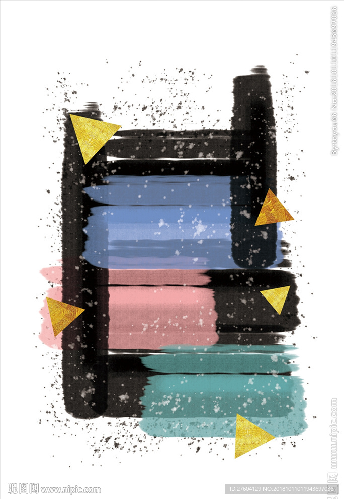 抽象淡彩水墨图案装饰画