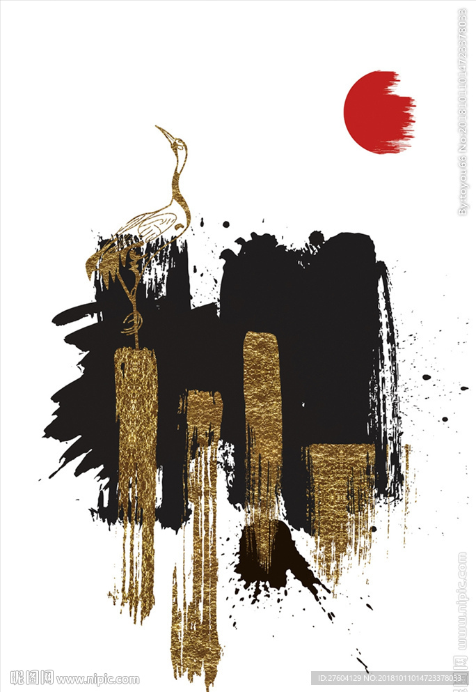 中国风抽象水墨图案装饰画