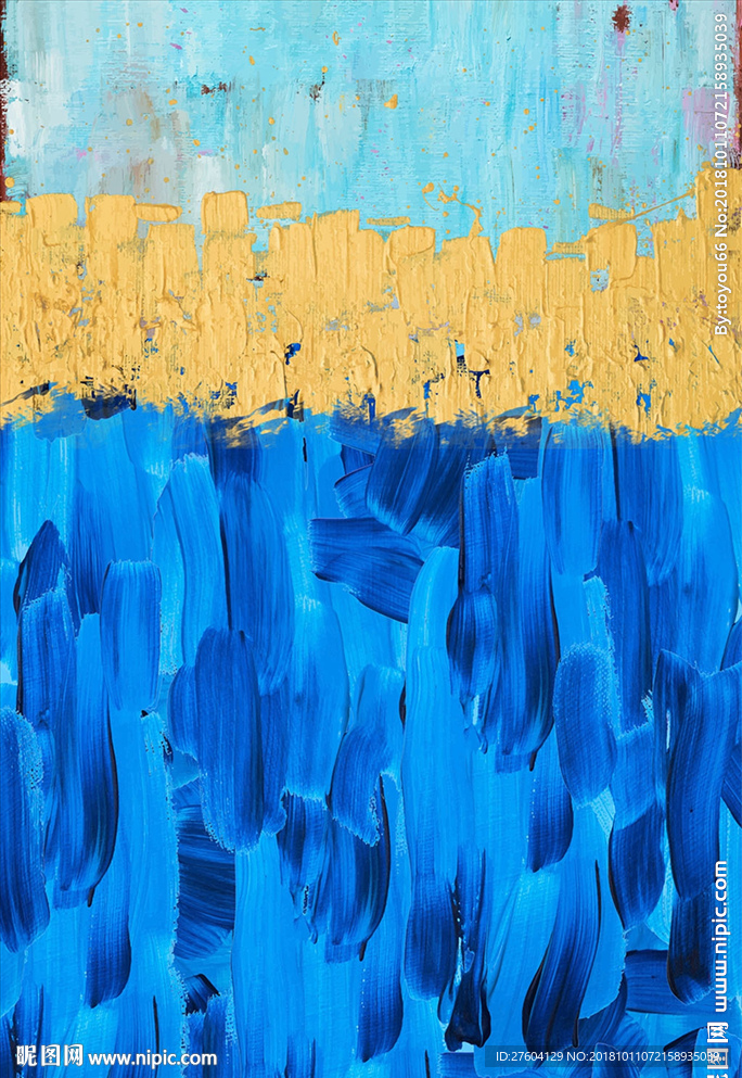 抽象水彩蓝色清新装饰画