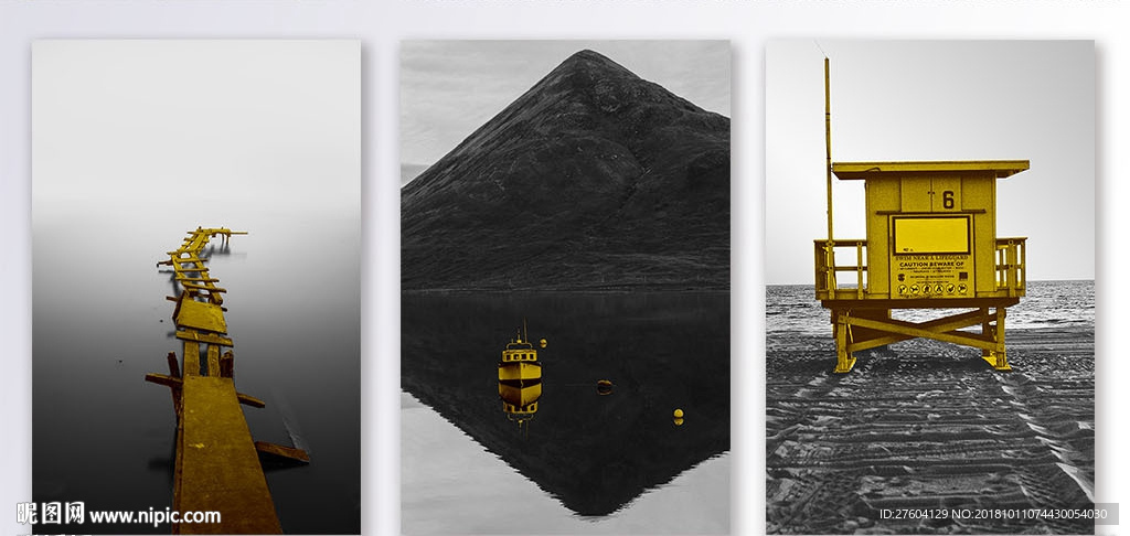 黑白黄色经典照片装饰画