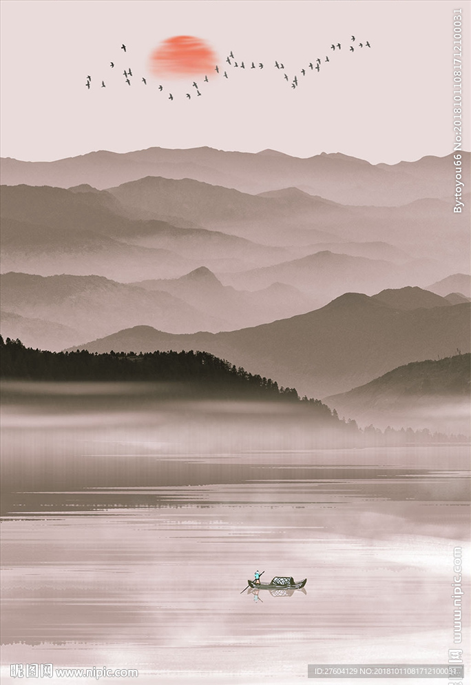 新中式抽象山水装饰画