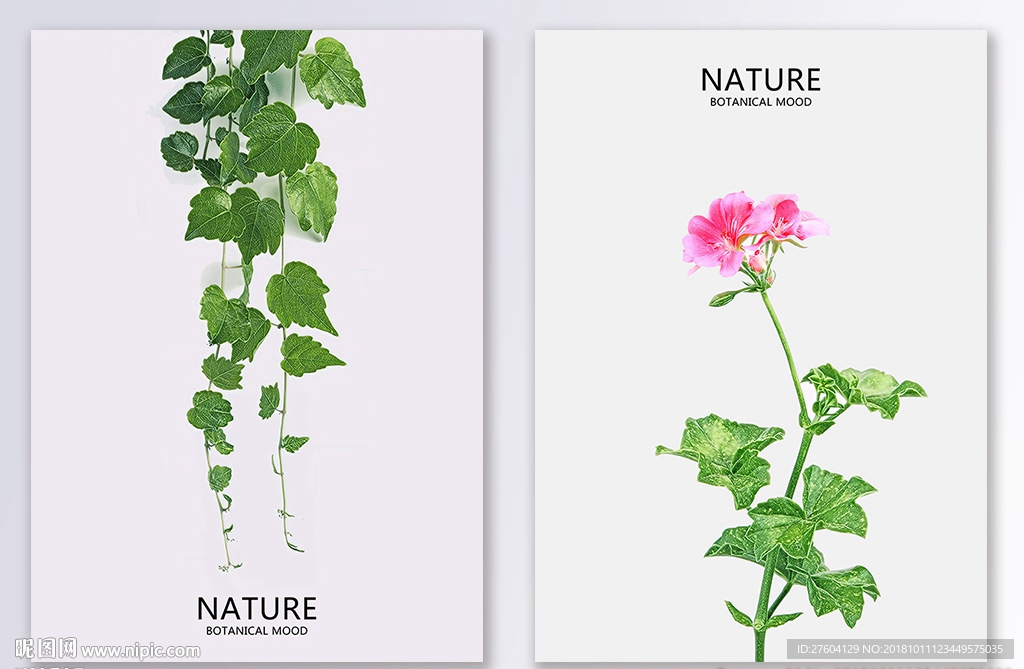 简约植物花卉粉色组合画装饰画