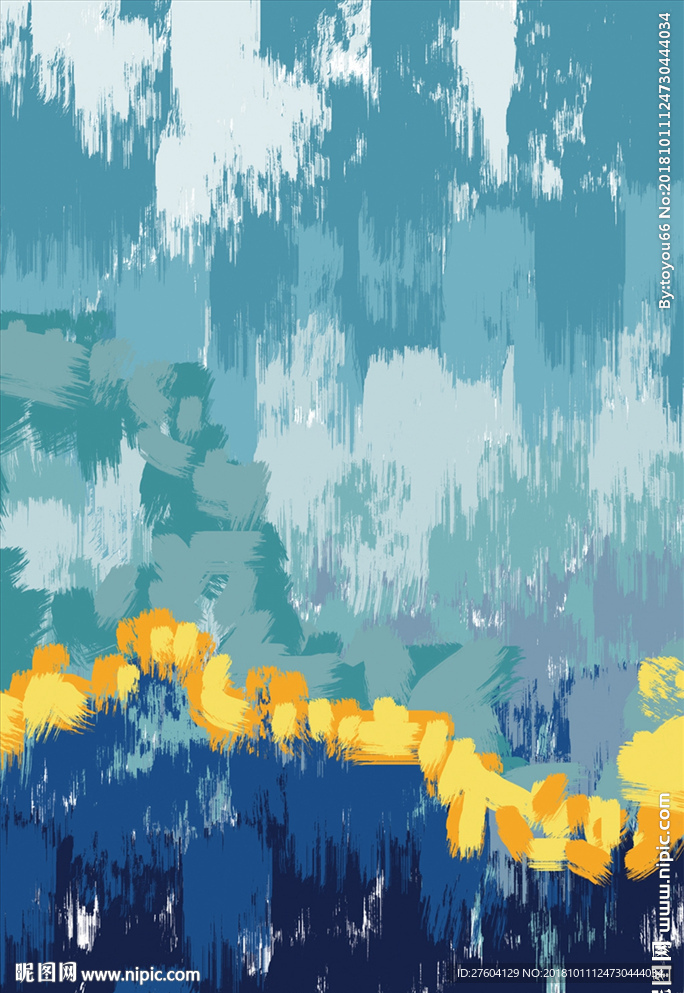 手绘水彩色块装饰画