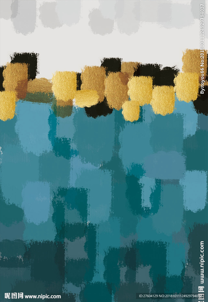 简约抽象水彩色块装饰画