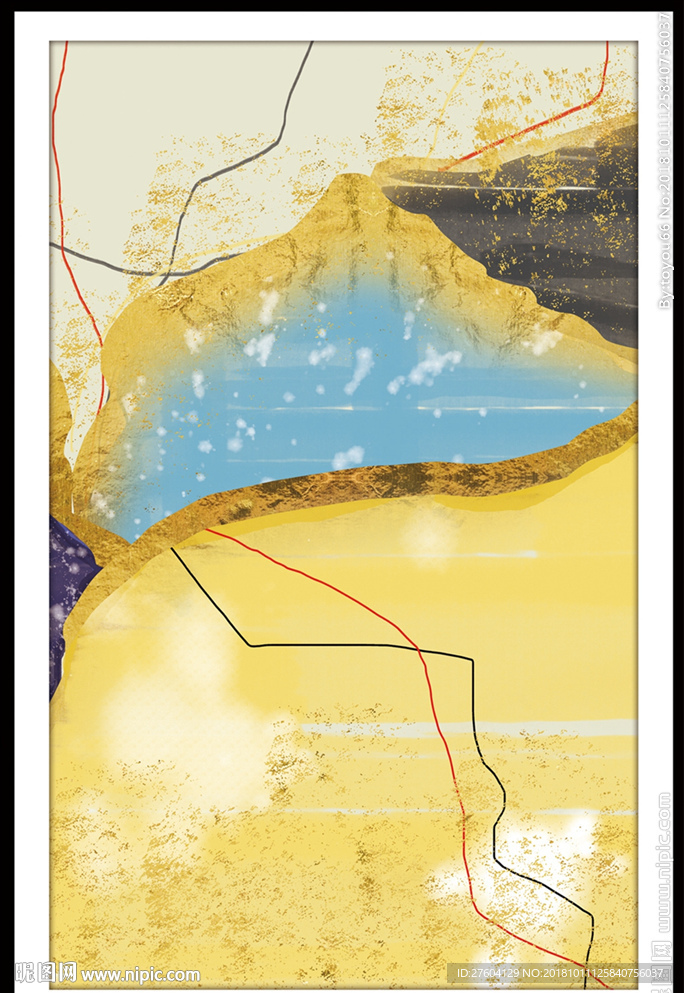 抽象淡彩色块装饰画