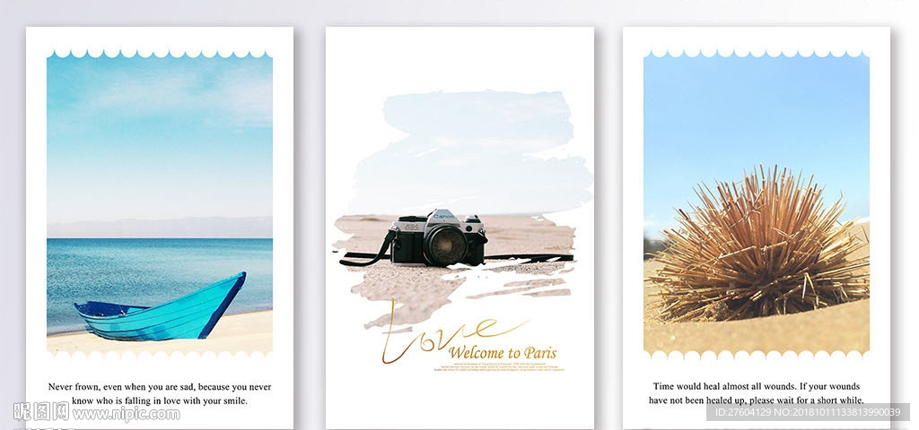 唯美风海景三联装饰画